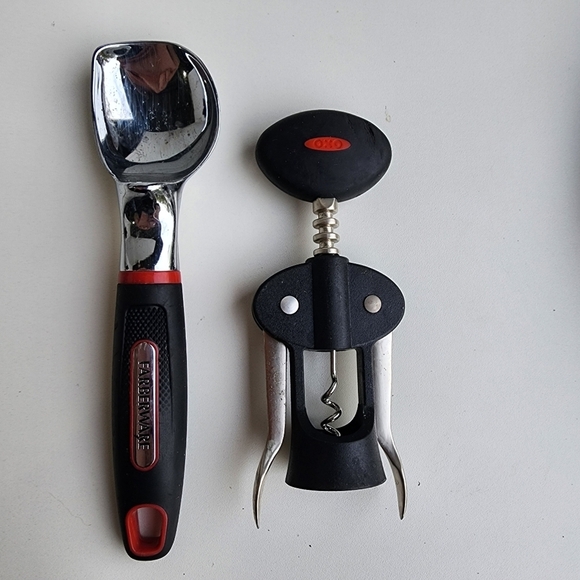 Lot Of 10 Black Kitchen Dining Utensil Assortment Wicker Wine Opener Grinder - Picture 2 of 7